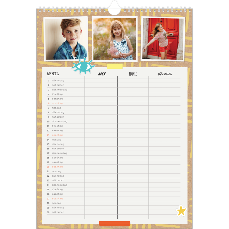Rustikaler Familienplaner | Fotokalender A3